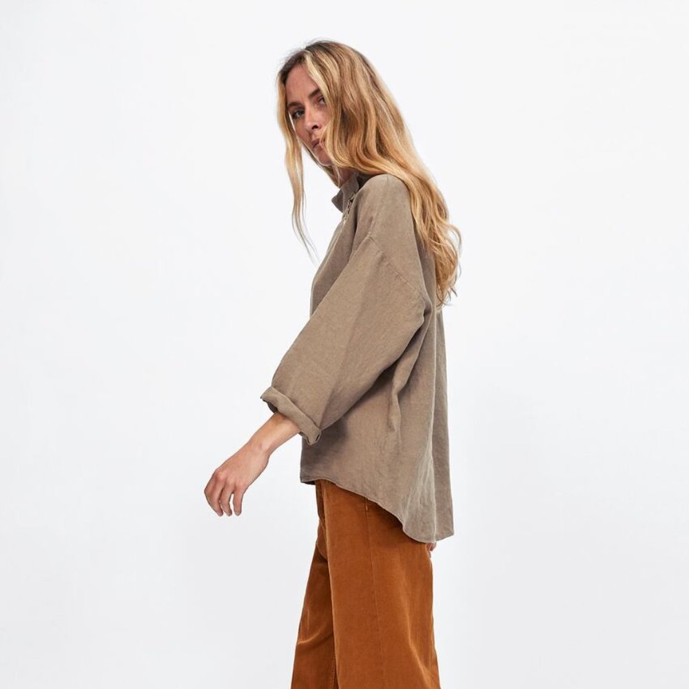 ZARA LINEN TOP WITH BUTTONS - Picture 6 of 16